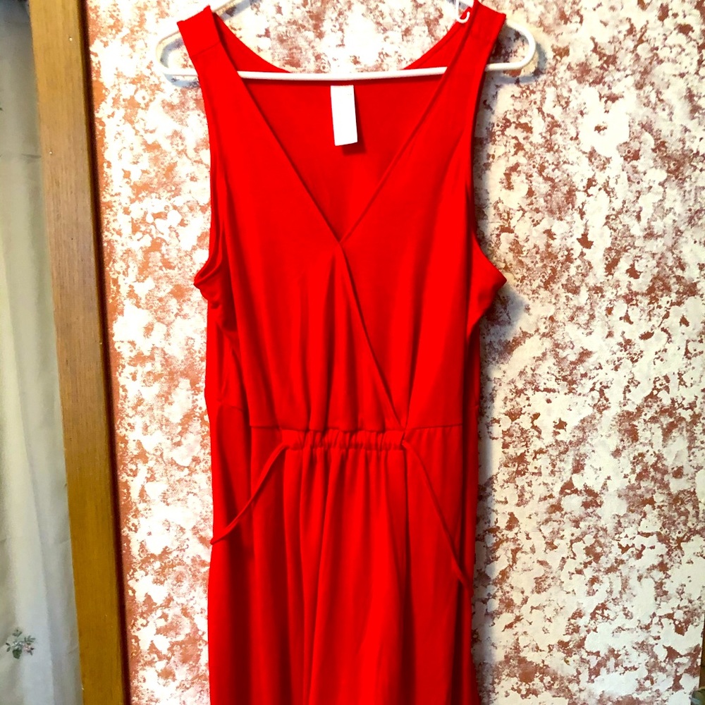 Summer Dress, Sleeveless, Red, Waist Tie, XL